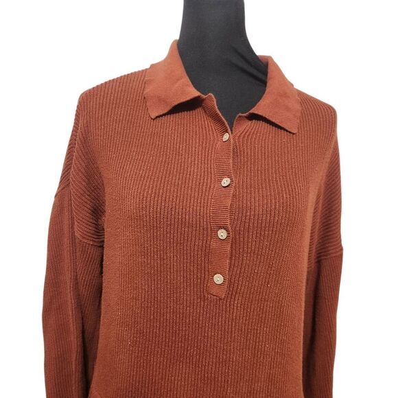 Natural Life Sweater Dress Small Medium Rust Orange Brown Ribbed Midi - Picture 4 of 13